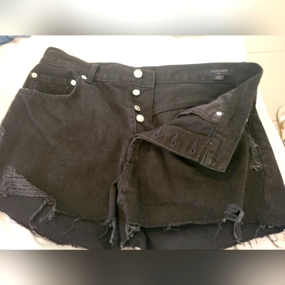 All Saints black denim shorts NWOT
